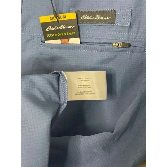 Eddie Bauer Medium Moisture Wicking Short Sleeve Tech Woven Shirt - Picture 5 of 5